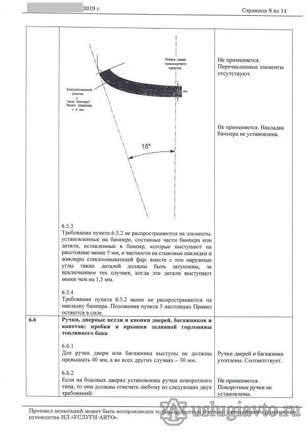 ПРОТОКОЛ сертификационных испытаний по Правилам ООН № 26